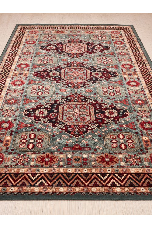 Бельгийские шерстяные ковры Kashqai-Shapur 4308-400 Бирюзовый